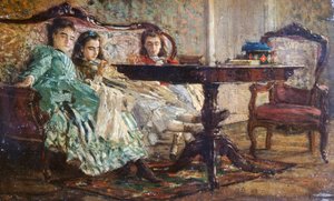 Giovanni Boldinin (1842-1931) Laskaraki Sisters, öljy puulle tekijältä Giovanni Boldini