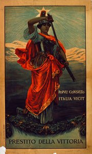 Italian sotilasjuliste, ensimmäinen maailmansota: Prestitio della Vittoria, Italian sotaobligaatioiden juliste tekijältä Giovanni Capranesi