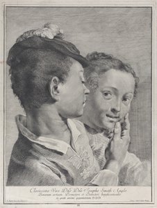 Poika hattu koskettaa tytön kasvoja, 1743. tekijältä Giovanni Cattini