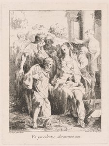 Maagien palvonta tekijältä Giovanni David, after Battista Dossi
