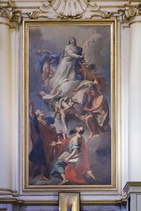 Neitsyt Mariaan omistettu maalaus, Domenico Pestrini, San Lucan Madonnan pyhäkkö. tekijältä Giovanni Domenico Piestrini