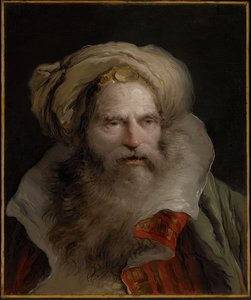 Partainen mies turbaani päässään tekijältä Giovanni Domenico Tiepolo