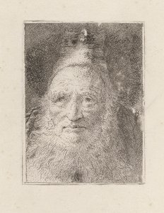 Parrakas vanha mies, jolla on hattu, Raccolta di Testestä (Pääkokoelma) tekijältä Giovanni Domenico Tiepolo