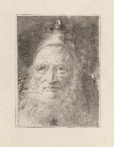 Parrakas vanha mies hattu päässä, teoksesta Raccolta di Teste (Pääkokoelma) tekijältä Giovanni Domenico Tiepolo