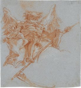 Kronos pilvillä; kääntöpuoli: vaatetutkielma tekijältä Giovanni Domenico Tiepolo