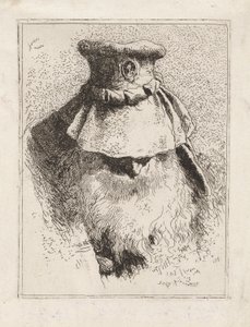 Vanhempi mies, jolla on suuri hattu, Raccolta di Testestä (Pääkokoelma) tekijältä Giovanni Domenico Tiepolo