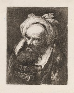 Vanhempi mies, jolla on turbaani, Raccolta di Testestä (Pääkokoelma) tekijältä Giovanni Domenico Tiepolo