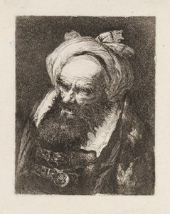 Turbanipäinen vanha mies, teoksesta Raccolta di Teste (Päiden kokoelma) tekijältä Giovanni Domenico Tiepolo