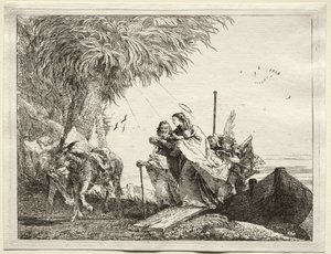 Lento Egyptiin: Pyhä perhe, poistuminen aluksesta tekijältä Giovanni Domenico Tiepolo
