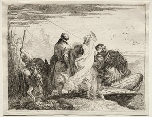 Lento Egyptiin: Pyhä perhe lähtee rannalta tekijältä Giovanni Domenico Tiepolo