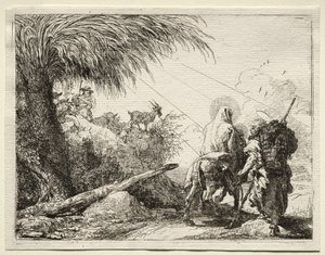 Lento Egyptiin: Pyhä perhe ja palmu. tekijältä Giovanni Domenico Tiepolo