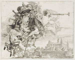 Etukappale: Carl Philipp von Greiffenklaun käsivarret enkelin kantamina, lennosta Egyptiin tekijältä Giovanni Domenico Tiepolo