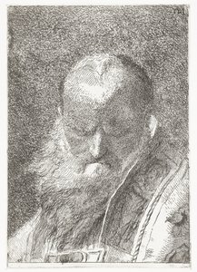 Pappi, jolla on kalju pää Pääkokoelma (sarjan nimi) Raccolta di Teste (sarjan nimi) tekijältä Giovanni Domenico Tiepolo