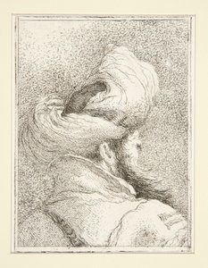 Turkkilaisen pää, sarjasta Raccolta di Teste, Libro Secondo (Pääkokoelma, toinen kirja) tekijältä Giovanni Domenico Tiepolo