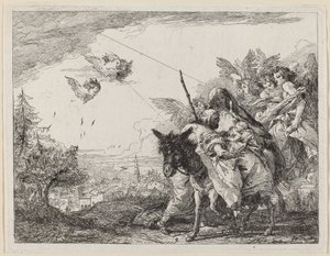 Joosef, seisoo, palvoo lasta tekijältä Giovanni Domenico Tiepolo