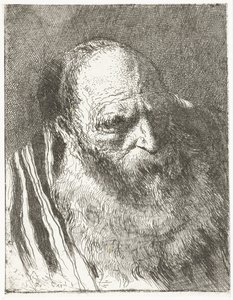 Mies, jolla on parta raidallisessa viitassa Pääkokoelma (sarjan nimi) Raccolta di Teste (sarjan nimi) tekijältä Giovanni Domenico Tiepolo