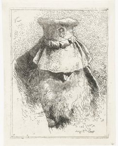 Mies kumartunut pää ja iso hattu Pääkokoelma (sarjan nimi) Raccolta di Teste (sarjan nimi) tekijältä Giovanni Domenico Tiepolo