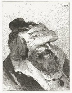 Mies, jolla on käännetty hattu Pääkokoelma (sarjan nimi) Raccolta di Teste (sarjan nimi) tekijältä Giovanni Domenico Tiepolo