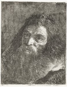 Mies, jolla on pitkät hiukset ja parta tekijältä Giovanni Domenico Tiepolo