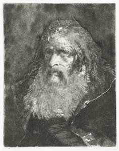 Mies, jolla on pitkät hiukset ja ilman päähinettä Pääkokoelma (sarjan nimi) Raccolta di Teste (sarjan nimi) tekijältä Giovanni Domenico Tiepolo