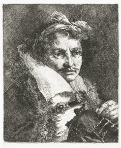Mies viikset ja kypärä Pääkokoelma (sarjan nimi) Raccolta di Teste (sarjan nimi) tekijältä Giovanni Domenico Tiepolo
