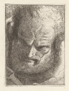 Vanha mies katsoo alaspäin, Raccolta di Testestä (Pääkokoelma) tekijältä Giovanni Domenico Tiepolo