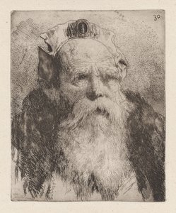 Vanha parrakas mies, teoksesta Raccolta di Teste (päiden kokoelma) tekijältä Giovanni Domenico Tiepolo