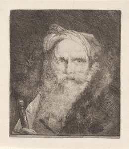 Vanha mies ja miekka, teoksesta Raccolta di Teste (Päiden kokoelma) tekijältä Giovanni Domenico Tiepolo