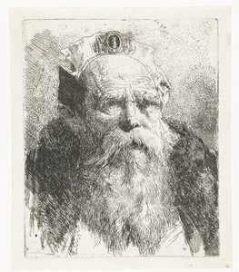 Vanha mies, jolla on parta ja hattu koruilla Pääkokoelma (sarjan nimi) Raccolta di Teste (sarjan nimi) tekijältä Giovanni Domenico Tiepolo