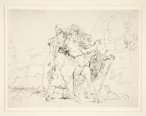 Priam ja seuralaiset Troijan muurien ulkopuolella tekijältä Giovanni Domenico Tiepolo