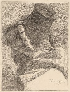 Profiili vanhasta miehestä, jolla on hattu tekijältä Giovanni Domenico Tiepolo