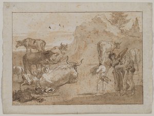 Lampaat ja lehmät tekijältä Giovanni Domenico Tiepolo