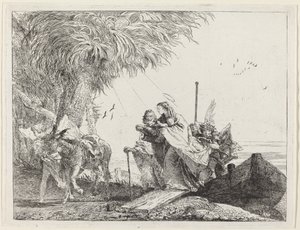 Pyhä perhe poistumassa tekijältä Giovanni Domenico Tiepolo