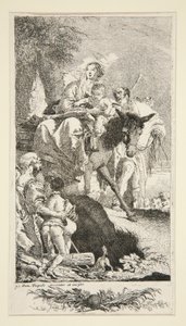 Pyhä perhe kerjäläisen ja hänen poikansa kanssa tekijältä Giovanni Domenico Tiepolo