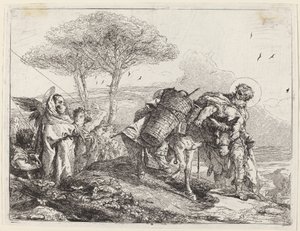Madonna ja lapsi vasemmalla, enkelikansio tekijältä Giovanni Domenico Tiepolo