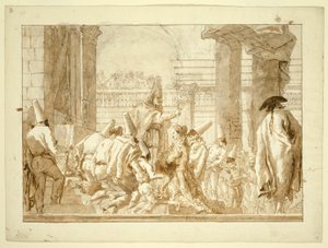 Punchinellon isän avioliitto tekijältä Giovanni Domenico Tiepolo