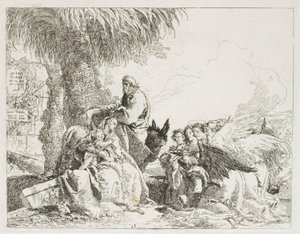 The Rest on the Flight, levy kolmetoista kirjasta The Flight to Egypt tekijältä Giovanni Domenico Tiepolo
