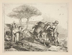 Neitsyt, pitelee lasta, sarjasta Idee pittoresche sopra la fuga in Egitto (lento Egyptiin) tekijältä Giovanni Domenico Tiepolo