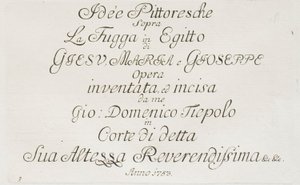 Pako Egyptiin -teoksen nimiölehti tekijältä Giovanni Domenico Tiepolo