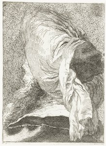 Turkkilainen mies, jonka pää on käännetty pois, ja yllään turbaani Pääkokoelma (sarjan nimi) Raccolta di Teste (sarjan nimi) tekijältä Giovanni Domenico Tiepolo