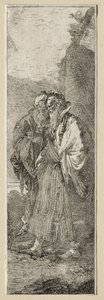 Kaksi vanhaa miestä maisemassa. tekijältä Giovanni Domenico Tiepolo