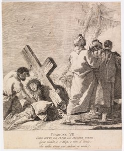 Via crucis - Asema VII. Jeesus kaatuu toisen kerran tekijältä Giovanni Domenico Tiepolo