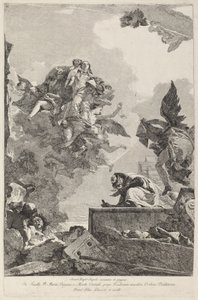 Madonna del Carmelo ilmestyy Saint Simon Stockille tekijältä Giovanni Domenico Tiepolo after Giovanni Battista Tiepolo
