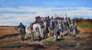 Sotilaallinen tiedustelu, partiointi, noin 1861 (öljy kankaalle) tekijältä Giovanni Fattori