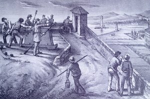 Livornon puolustus Fort San Pietrosta, Giovanni Fattori (1825-1908), kaiverrus tekijältä Giovanni Fattori