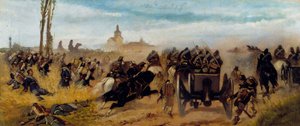 Jakso Madonna of Discoveryn hyökkäyksestä, noin 1864 (öljy kankaalle). tekijältä Giovanni Fattori