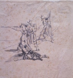 Neljä sotilasta toiminnassa tekijältä Giovanni Fattori
