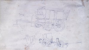 Kaksi kärryä ja kaksi sotilasta tekijältä Giovanni Fattori