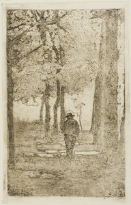 Metsäinen kävelyreitti kuvion kanssa tekijältä Giovanni Fattori