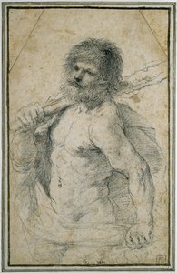 Hercules, 1555 - 1666 (musta liitu luonnonvalkoiselle paperille) tekijältä Giovanni Francesco Barbieri